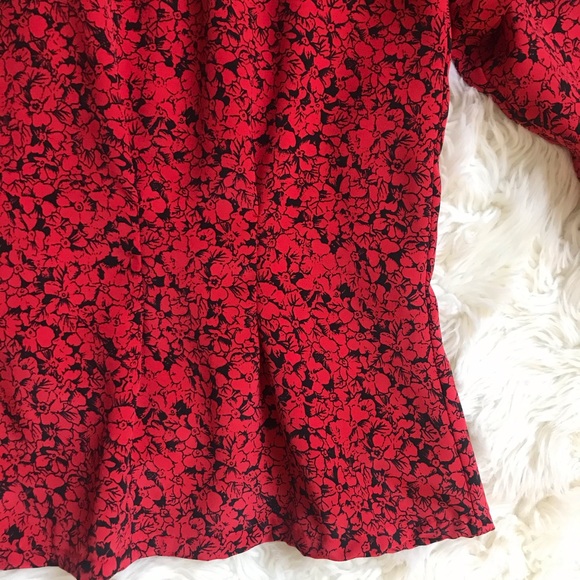 Vintage 1980s Impressions of California Red and Black Floral Blouse - Picture 11 of 15